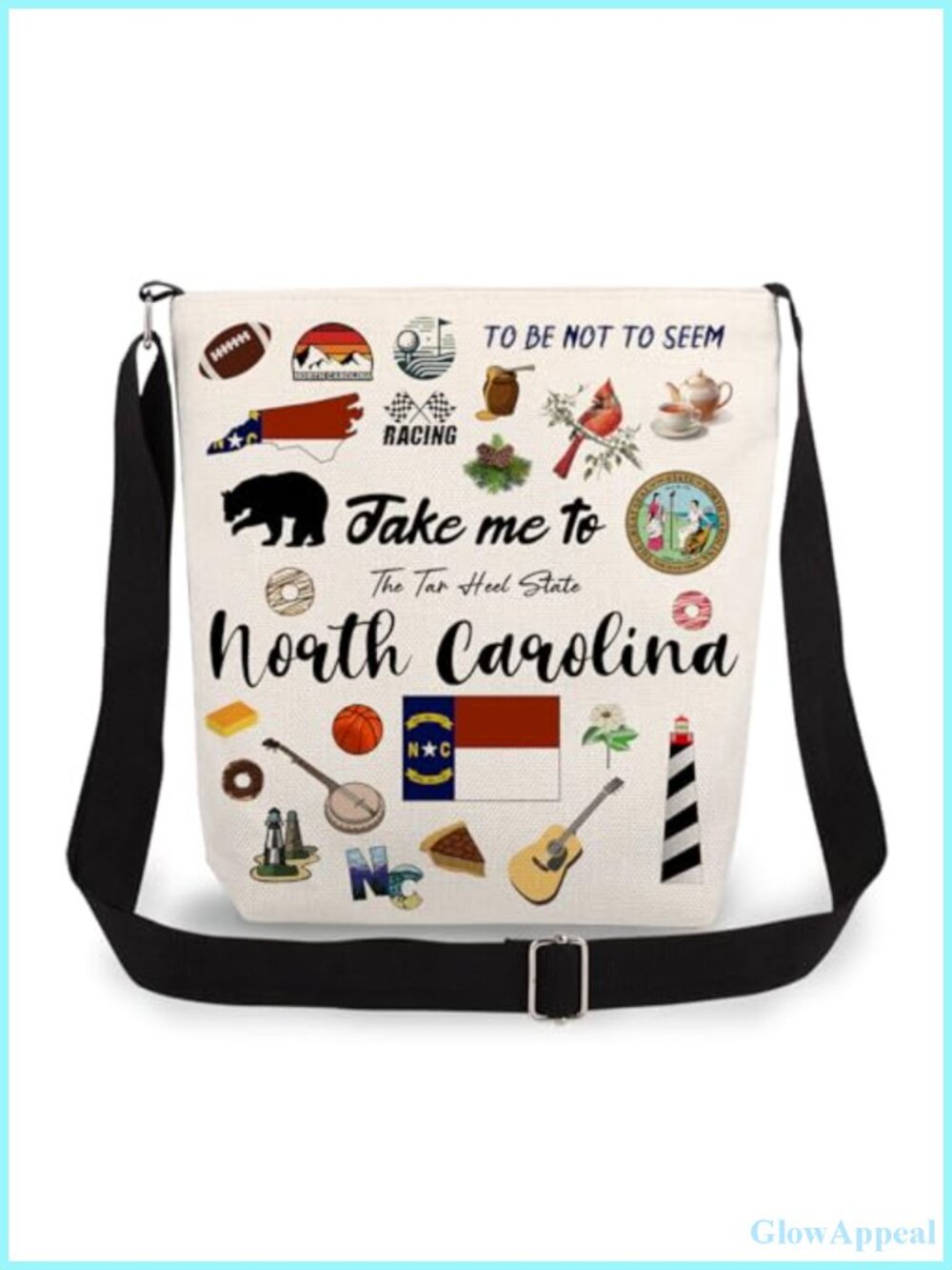 Take Me To North Carolina Crossbody Messenger Bag Adjustable Strap